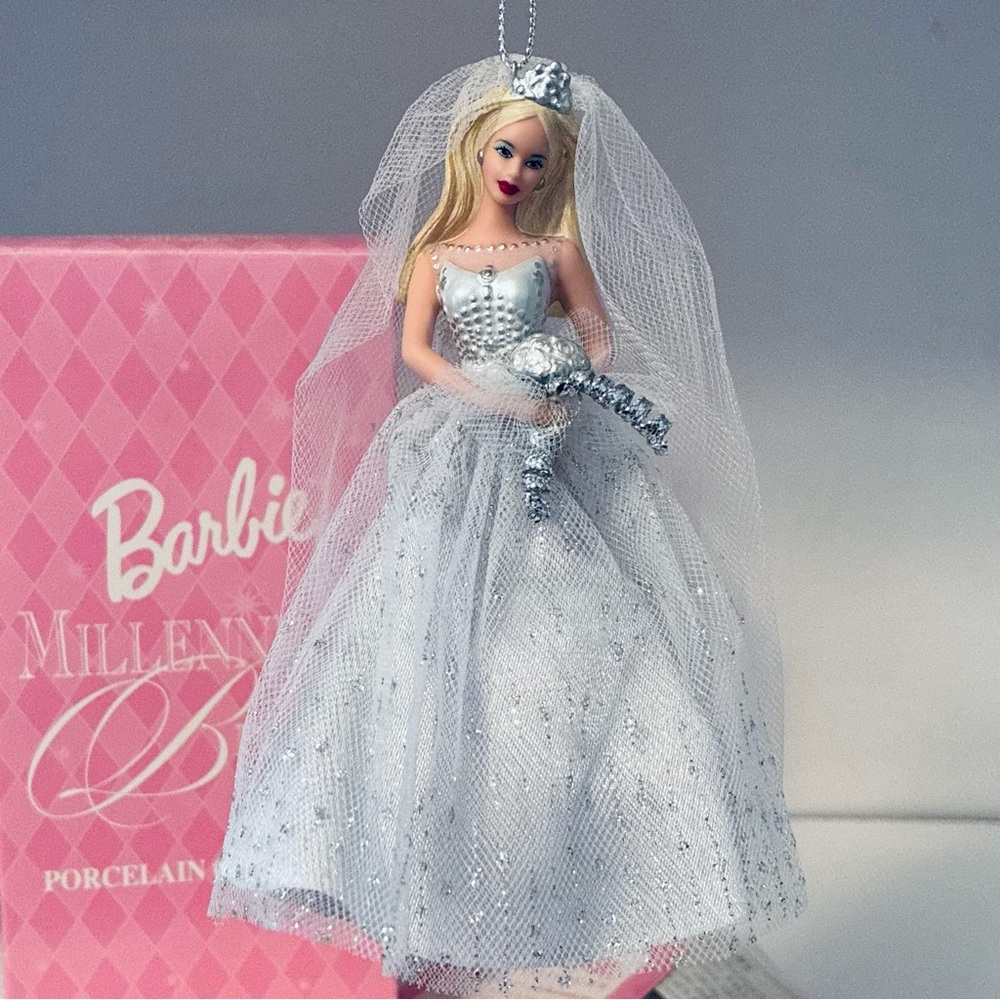 NIB BARBIE Vintage AVON Barbie Millennium Bride Porcelain Ornament, 2000